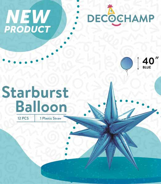 DecoChamp 40-Inch Blue Starburst Foil Balloon
