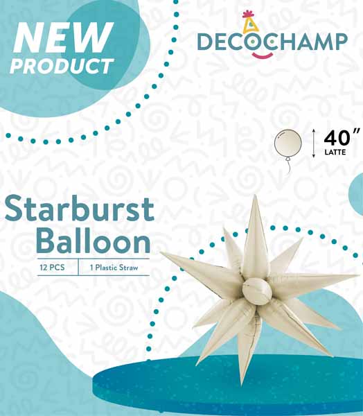Decochamp 40-Inch Latte Starburst Foil Balloon