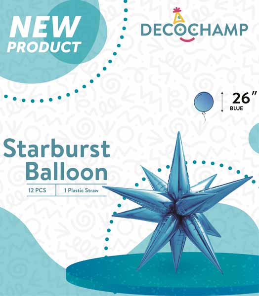 DecoChamp 26-Inch Blue Starburst Foil Balloon