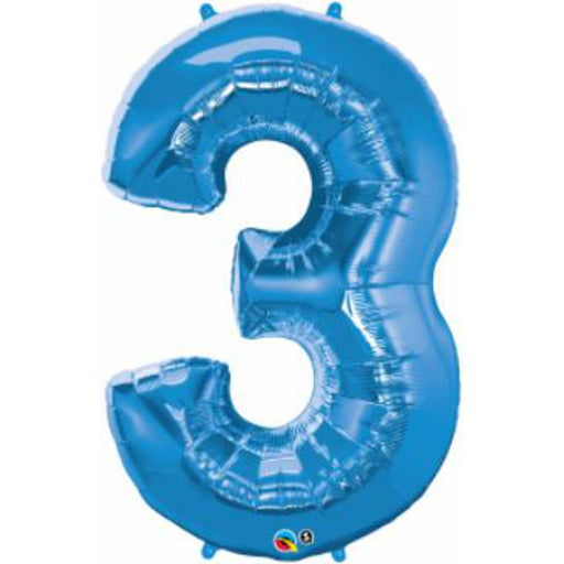 Sapphire Blue Number #3 Balloon Package (34" Qual)