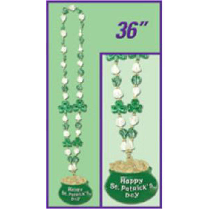 Shamrock Beads With Pot-O-Gold Medallion