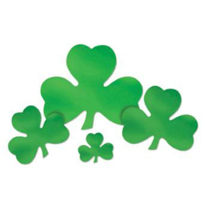 Shimmering Green Shamrocks: 5" 2Sd Foil Cutout Shamrock Bulk