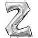 "Silver Letter Z 16-Inch Foil Balloon Shape Package"