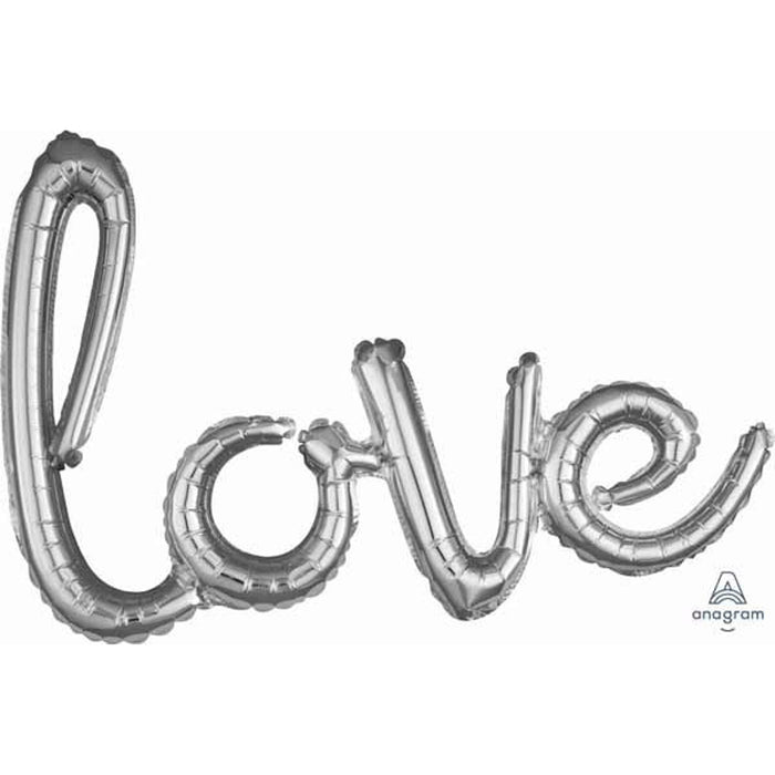 "Silver Love Script String Lights"