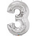 "Silver Number 3 Balloon Kit With Qual Latex Balloons (34")"