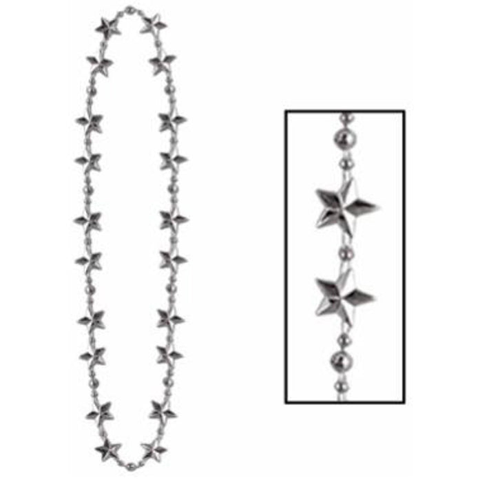 Silver Star Beads - 33" Length (1/Card)