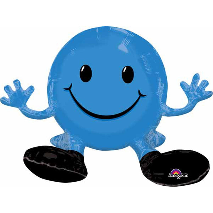Sitting Smiling Face Blue Plush Toy - Ci A75
