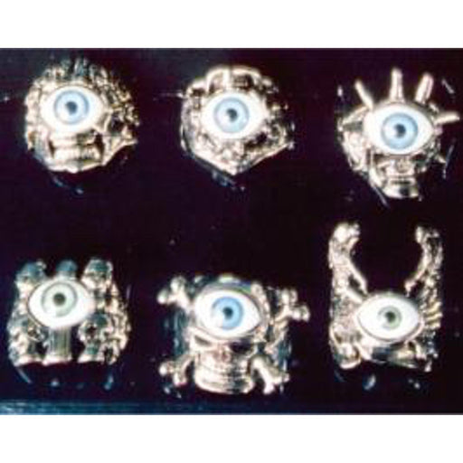 Skull Rings With Glowing Eyes - 24/Display