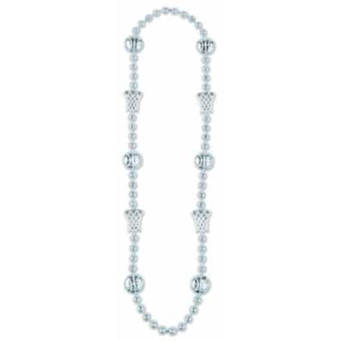 "Sleek Silver Basketball Beads - 36" Strand"