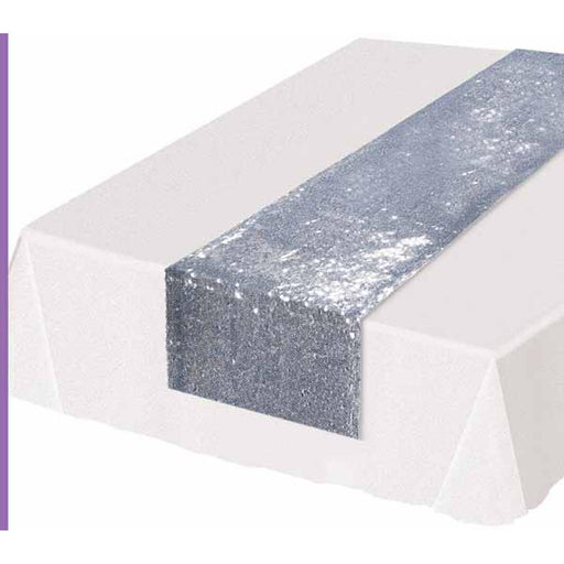 "Sparkling Sequin Silver Table Runner (1/Pkg)"