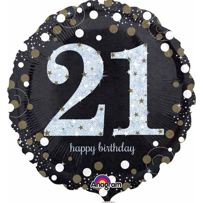 Sparkling 21St Birthday Party Pack With Holographic Balloon And Decorations