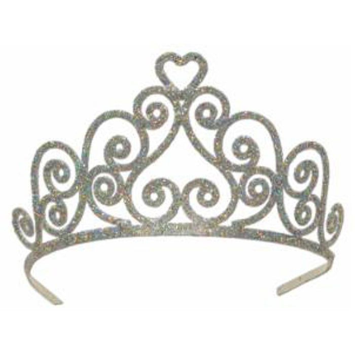 "Sparkling Glittered Silver Tiara"