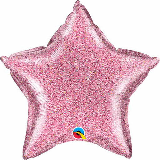 "Sparkling Pink Glitter Star Balloon - 20 Inch"