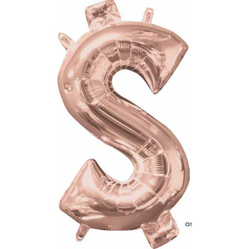 Symbol $ Rose Gold Balloon Bundle - 16" Shape & L16 Ci Letters