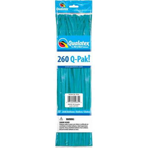 Qualatex 260 Q-Pak Tropical Teal Latex Balloons (50/Pk)