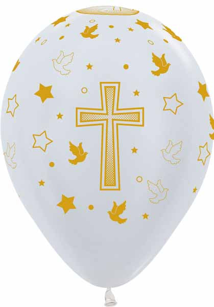 Sempertex Communion Cross 11-Inch Latex Balloons, 50 Count