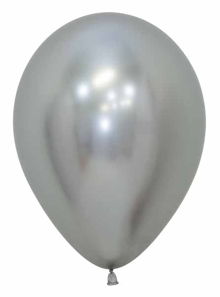 Sempertex Reflex Silver 11" Latex Balloons, 50 Count