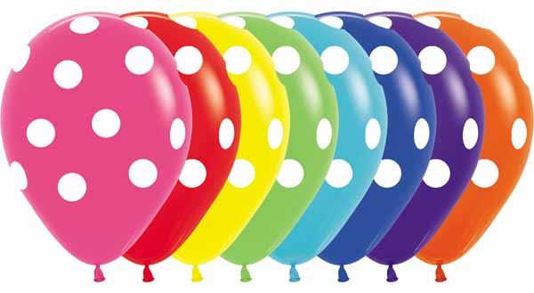Sempertex 11-Inch Assorted Polka Dot Latex Balloons, 50 Count