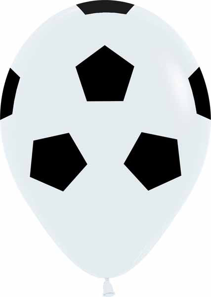 Sempertex White Soccer Print 11-Inch Latex Balloons, 50 Count