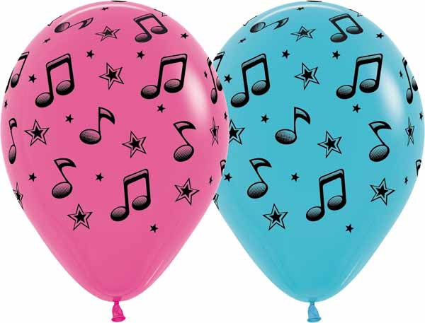 Sempertex Music Note Assorted 11-Inch Latex Balloons, 50 Count