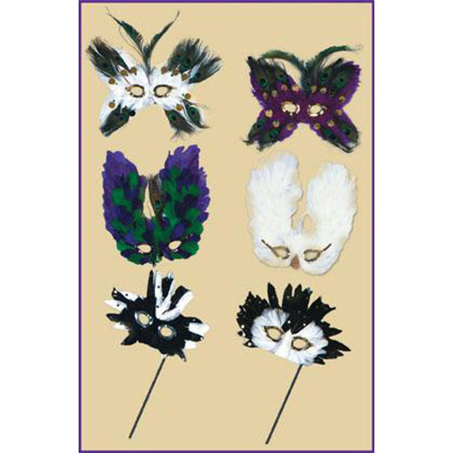 Ultima Fanci Feather Mask - 6 Assorted Colors (1/Pk)