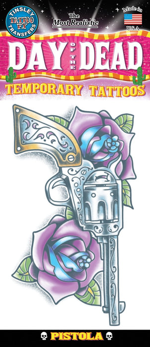 Tinsley Transfers Pistola Day of the Dead Temporary Tattoo