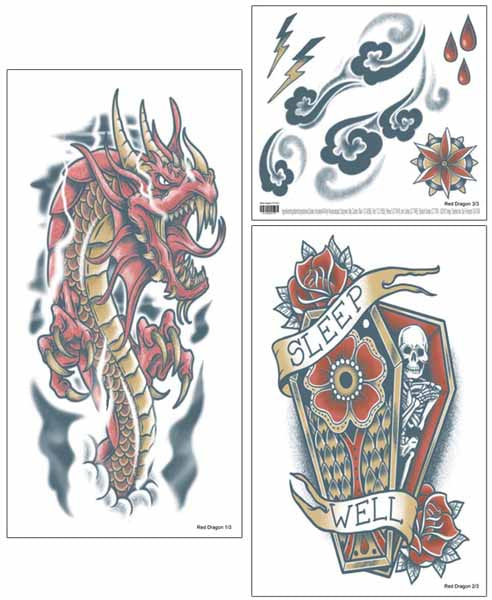 Tinsley Transfers Red Dragon Sleeve FX Temporary Tattoo