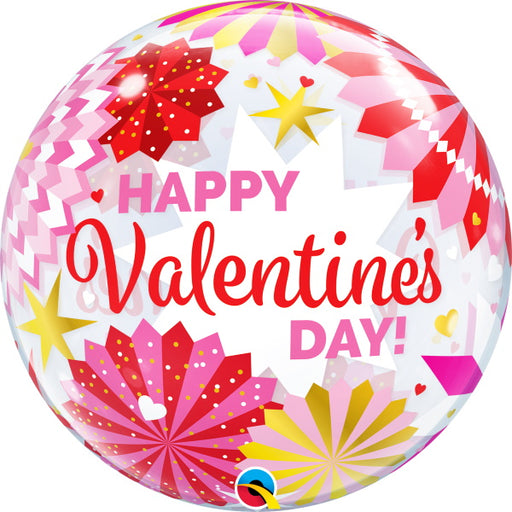 Qualatex Valentine's Day Paper Fans Bubble Balloon, 22 Inch