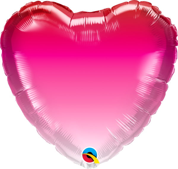 Pink Ombré Heart Foil Balloon, 18 Inch