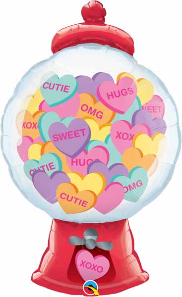 Candy Hearts Gumball Machine 43" Foil Balloon