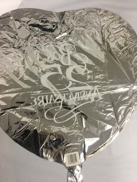 French 25th Anniversary Hearts Foil Balloon, 18 Inch