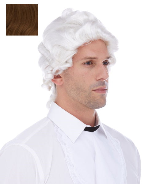 Colonial Man Costume Wig in Sepia Brown