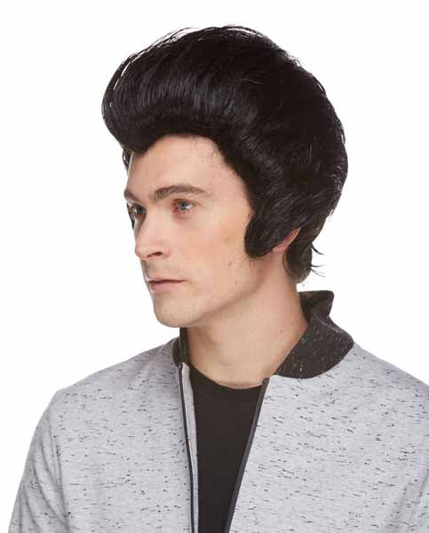 Black Pompadour Elvis-Style Costume Wig