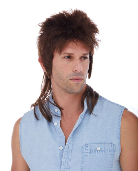 Brown Mullet Costume Wig