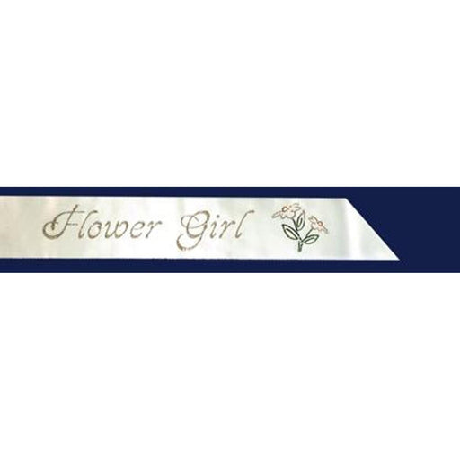 White Flower Girl Sash.