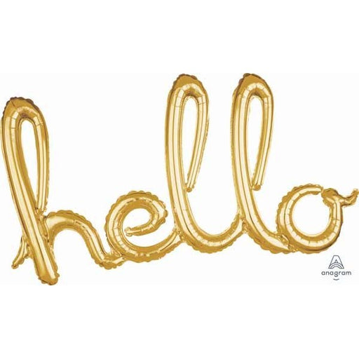 Gold Hello Script Phrase Balloon