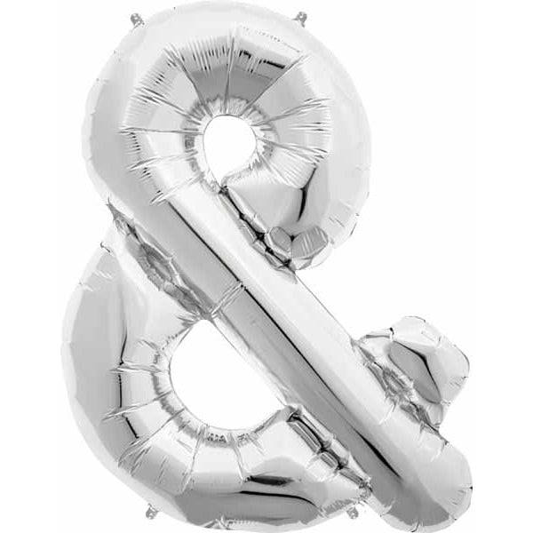 34-Inch Silver Ampersand Symbol Balloon