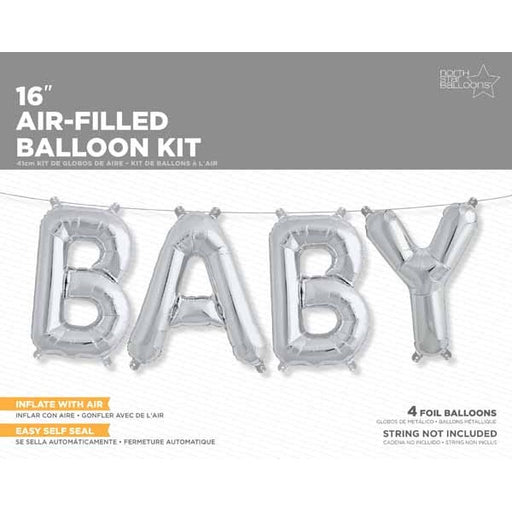 Silver BABY Letter Balloon Kit, 16 Inch