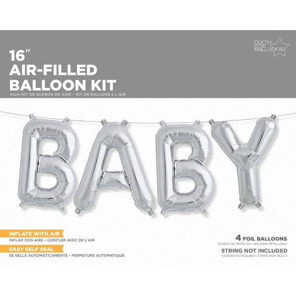 Silver BABY Letter Balloon Kit, 16 Inch