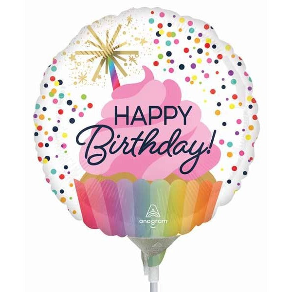 Confetti Happy Birthday 9" Round Foil Balloon