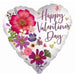 Happy Valentine's Day Pressed Flowers 18" Heart Foil Balloon