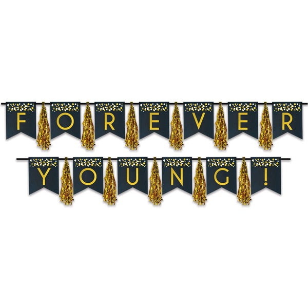 Forever Young! Birthday Tassel Streamer, 2-Pack