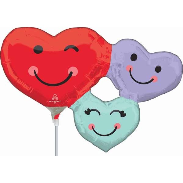 Cute Heart Trio Mini Foil Balloon