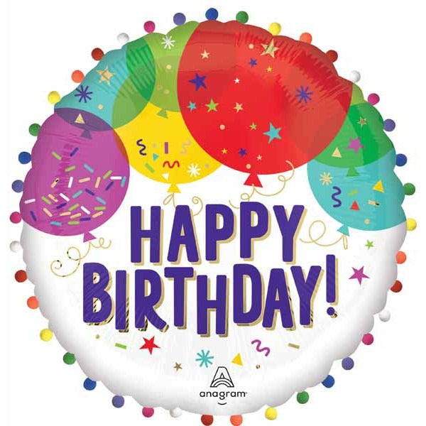 HBD BALLOONS POM POM 24" DOO DAD P85 PKG