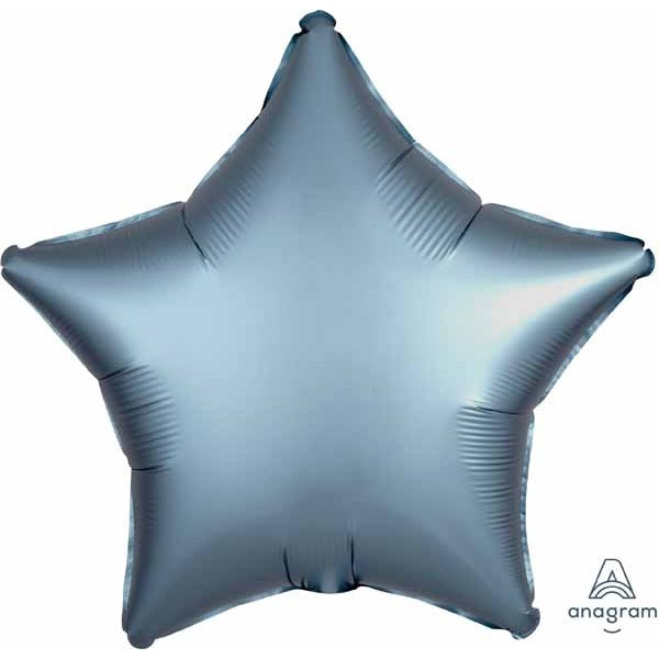 Steel Blue Satin Luxe Star Foil Balloon, 19 Inch