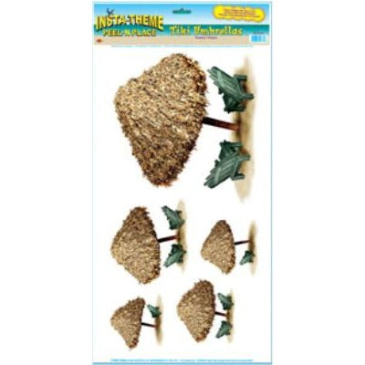 Tiki Umbrella Peel 'N Place Decorations, 5 per Sheet