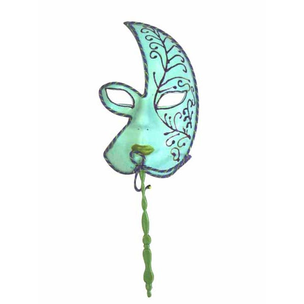 Plastic Masquerade Face Mask with Stick, Assorted Colours