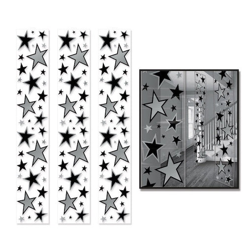 Black & Silver Star Party Panels, 3 Pack