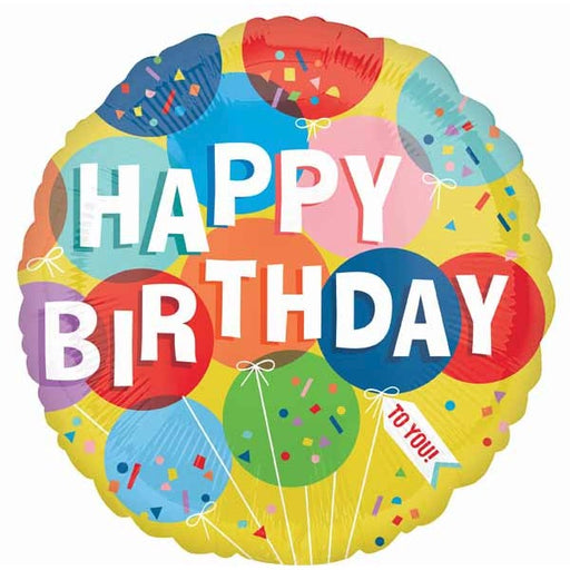 Sunny Balloons Happy Birthday 18-Inch Round Foil Balloon