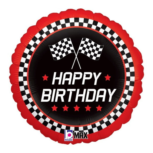 Checkered Flag Birthday 18-Inch Round Foil Balloon